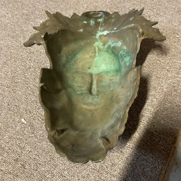 Antique Cast Iron Bearded Man Head Statue - Picture 4 of 6